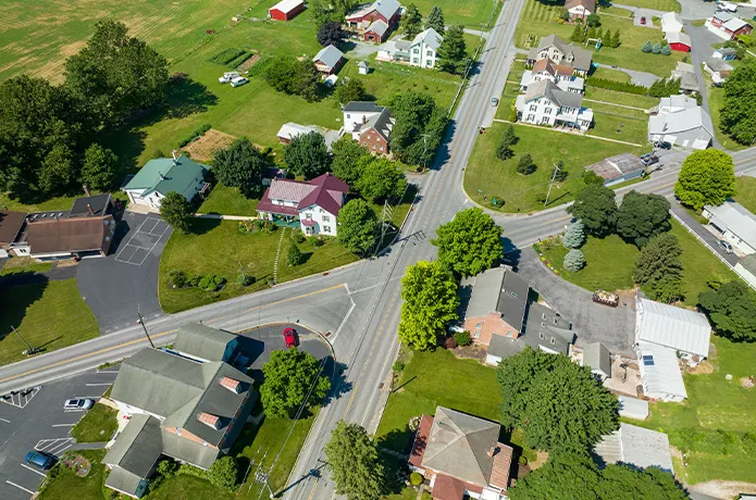Area With Fields and Houses